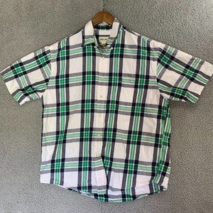 Eddie Bauer Plaid Button Up 100% Cotton Men Casual Dress Shirt.Perfect Condition